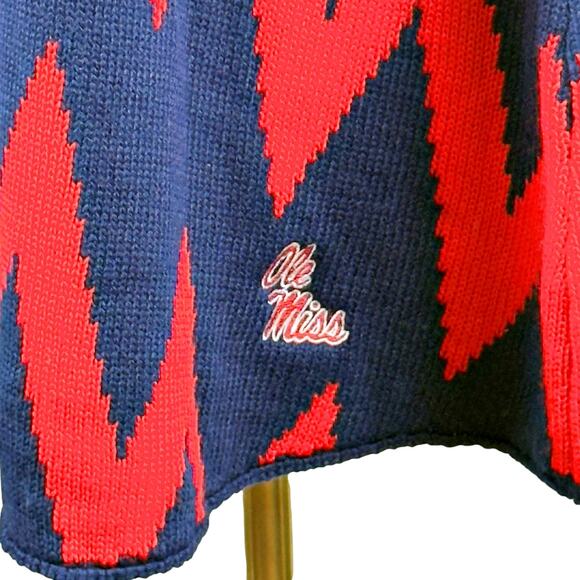 Emerson Street Red Blue Ole Miss Rebels Mississippi Poncho Cape Sz. S/M Peru NWT - Picture 3 of 9